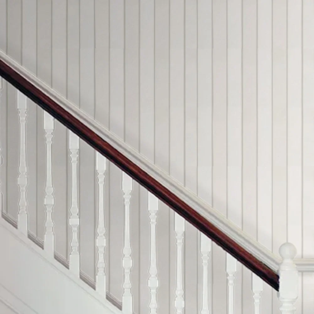 OSBORNE & LITTLE flocked stripe designer wallpaper one double roll SNOW silver